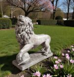 Statua Leone con sfera altezza 106 cm