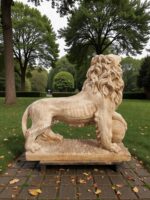 Statua Leone con sfera altezza 106 cm - immagine 5