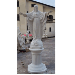STATUA DEL CUORE DI GESU' CON BRACCIA APERTE + BASE ALTEZZA 138 CM COLORE BIANCO