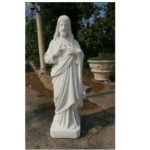 COPPIA DI STATUE - MADONNA IMMACOLATA E CUORE DI GESU'  ALTEZZA 130 CM COLORE BIANCO - immagine 3