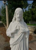 COPPIA DI STATUE - MADONNA IMMACOLATA E CUORE DI GESU'  ALTEZZA 130 CM COLORE BIANCO - immagine 7