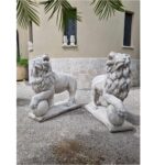 COPPIA DI LEONI CON SFERA ALTEZZA 75 CM