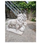 COPPIA DI LEONI CON SFERA ALTEZZA 75 CM - immagine 6