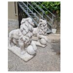 COPPIA DI LEONI CON SFERA ALTEZZA 75 CM - immagine 7