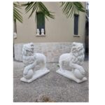 COPPIA DI LEONI CON SFERA ALTEZZA 75 CM