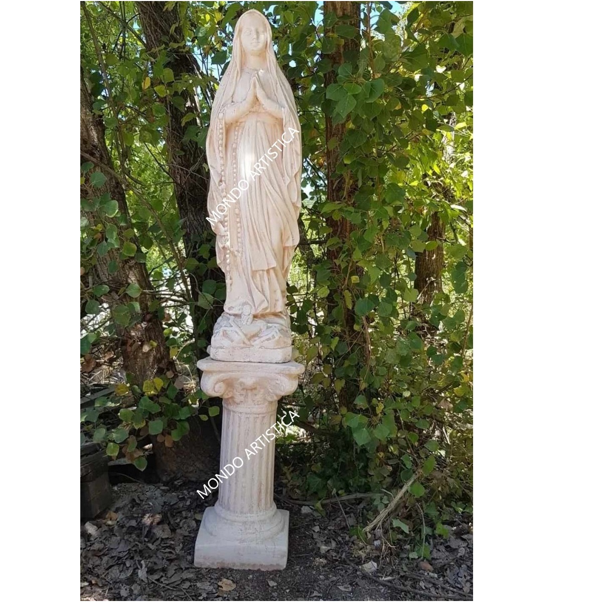 Q29 STATUA MADONNA DI LOURDES CON COLONNA ALTEZZA 130 CM - immagine 1